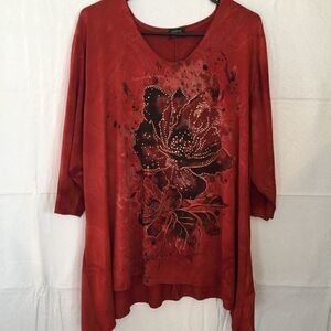 Shannon Ford Rhinestone Flower Flare Bottom Tee